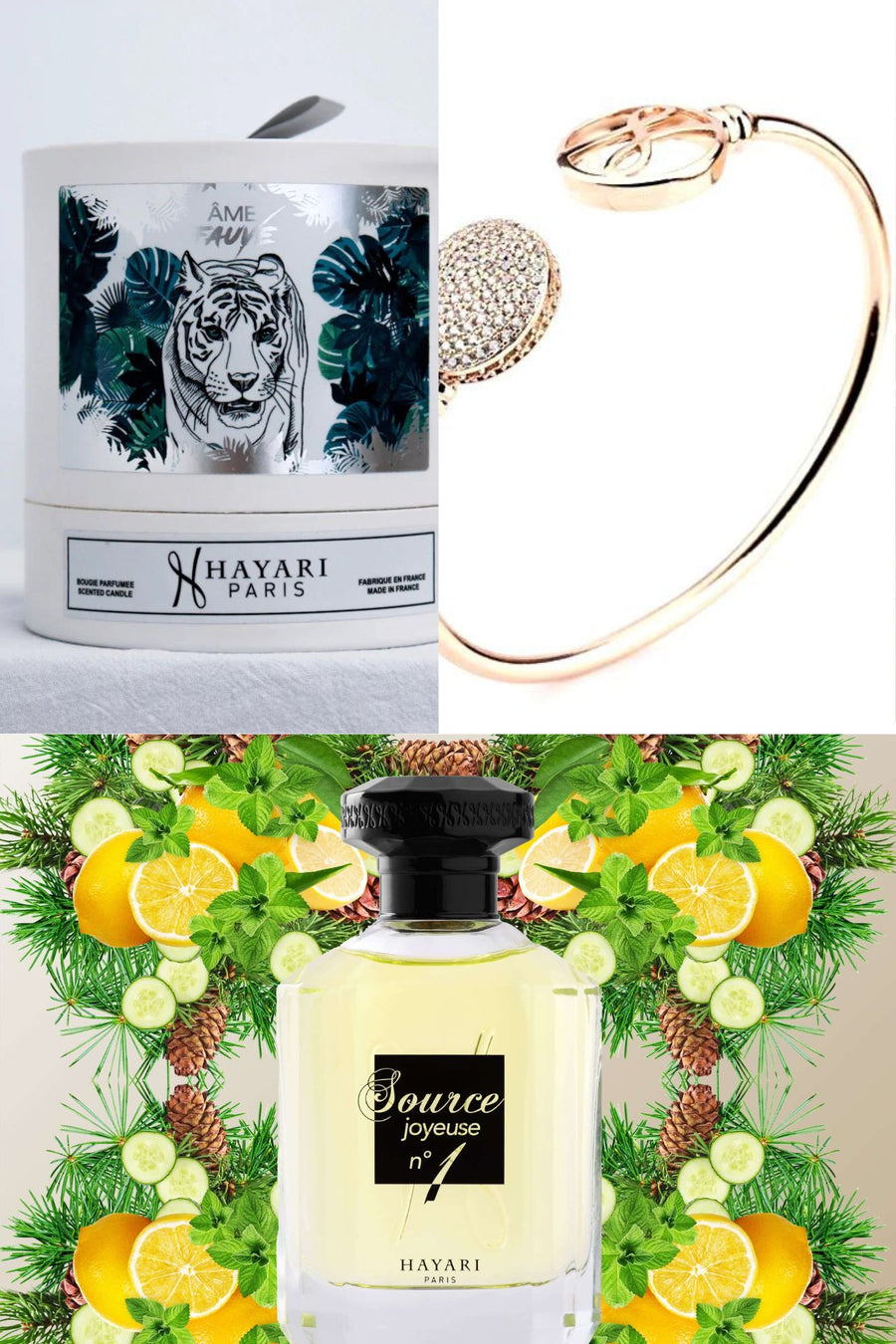 Source of Joyeuse No 1 Fragrance/Ame Fauve Candle/Rose Gold Bracelet